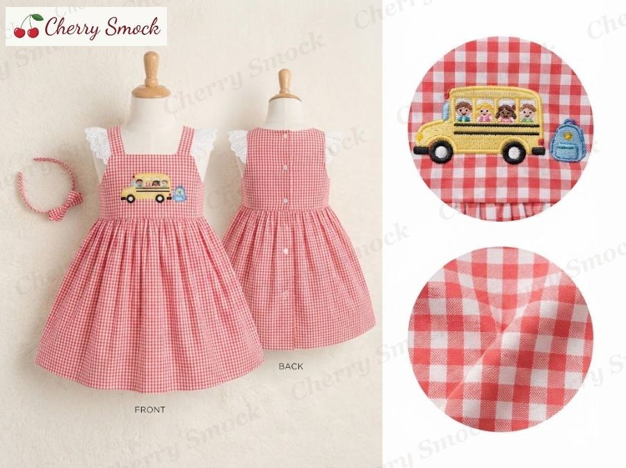 Machine-Embroidered Sundress – Cherrysmock Back to School Girls Machine-Embroidered Sundress – US Collection #G13 (CS-US-BTS-G13)