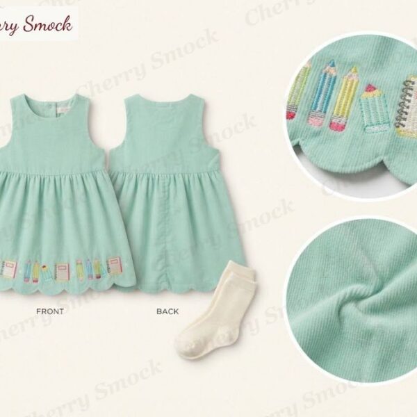 Cherrysmock Back to School Girls Machine-Embroidered Jumper – US Collection #G14 (CS-US-BTS-G14)