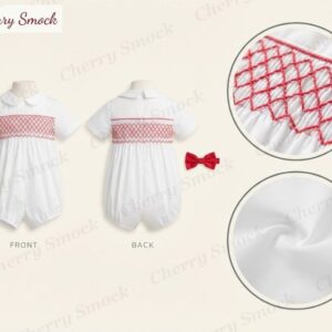 Cherrysmock Christmas Boys Hand-Smocked Jon-Jon – US Collection #B01 (CS-US-CHRISTMAS-B01)