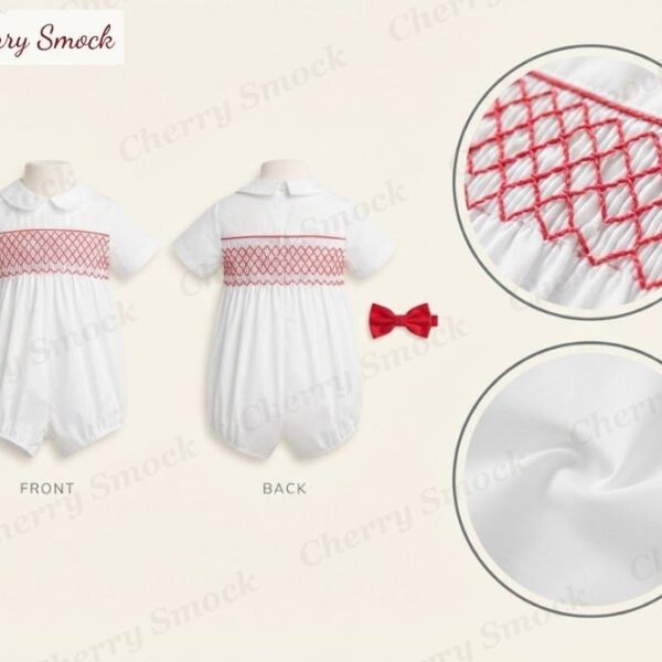 Cherrysmock Christmas Boys Hand-Smocked Jon-Jon – US Collection #B01 (CS-US-CHRISTMAS-B01)