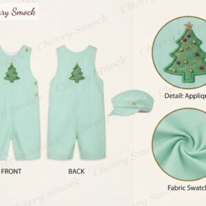 Cherrysmock Christmas Boys Machine Embroidered Longall – US Collection #B07 (CS-US-CHRISTMAS-B07)