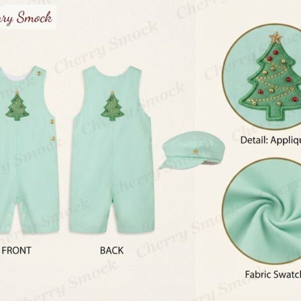 Cherrysmock Christmas Boys Machine Embroidered Longall – US Collection #B07 (CS-US-CHRISTMAS-B07)