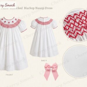 Cherrysmock Christmas Girls Hand-Smocked Bishop Dress – US Collection #G01 (CS-US-CHRISTMAS-G01)