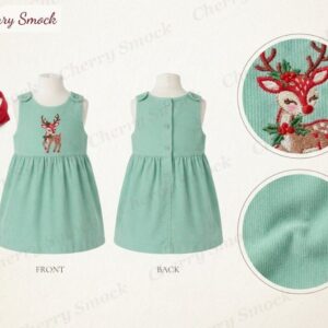 Cherrysmock Christmas Girls Machine Embroidered Jumper – US Collection #G11 (CS-US-CHRISTMAS-G11)