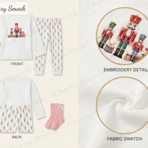 Cherrysmock Christmas Girls Machine Embroidered Two-Piece Set – US Collection #G13 (CS-US-CHRISTMAS-G13)