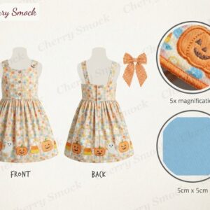 Cherrysmock Halloween Girls Machine-Applique Trick-or-Treat Jumper – US Collection #G11 (CS-US-HALLOWEEN-G11)