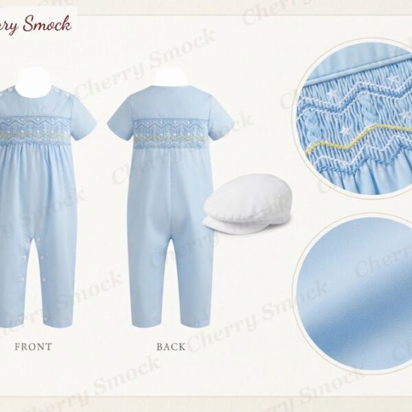 Cherrysmock 4th of July Boys Hand-Smocked Patriotic Jon-Jon – US Collection #B01 (CS-US-JULY4-B01)
