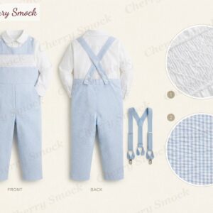 Cherrysmock 4th of July Boys Hand-Smocked Stripe Longall Set – US Collection #B03 (CS-US-JULY4-B03)