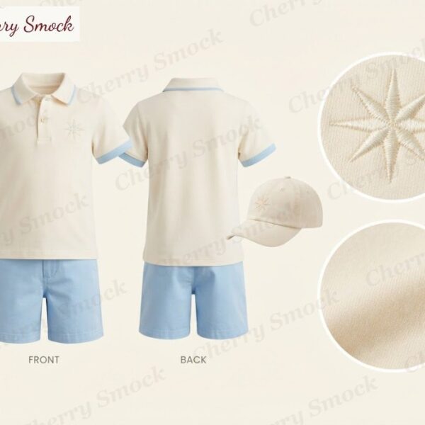 Cherrysmock 4th of July Boys Machine-Embroidered Polo Shorts Set – US Collection #B06 (CS-US-JULY4-B06)
