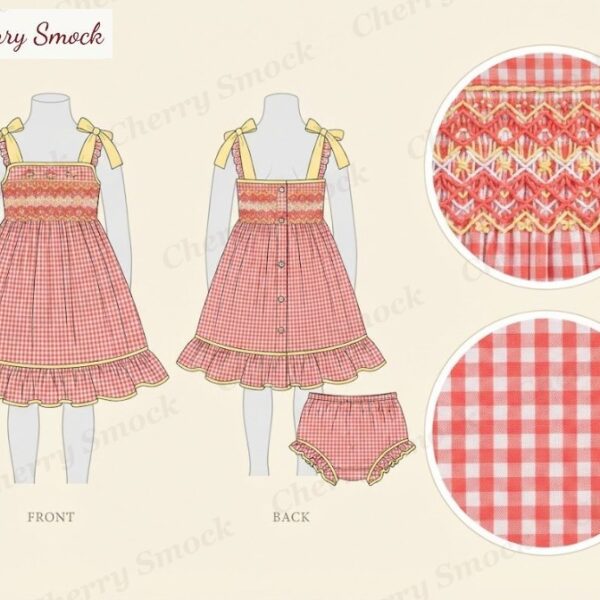 Cherrysmock 4th of July Girls Hand-Smocked Sundress – US Collection #G02 (CS-US-JULY4-G02)