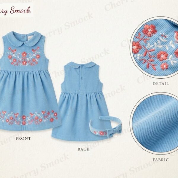 Cherrysmock 4th of July Girls Hand-Embroidered Jumper – US Collection #G07 (CS-US-JULY4-G07)