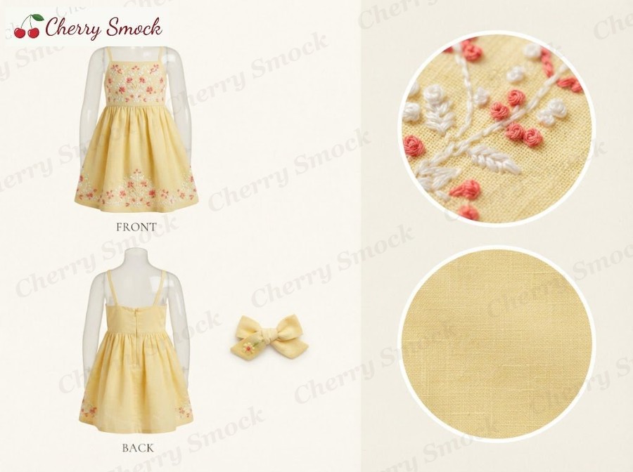 Hand-Embroidered Sundress – Cherrysmock 4th of July Girls Hand-Embroidered Sundress – US Collection #G08 (CS-US-JULY4-G08)
