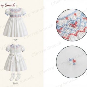 Cherrysmock 4th of July Girls Hand-Embroidered Bishop Dress – US Collection #G09 (CS-US-JULY4-G09)