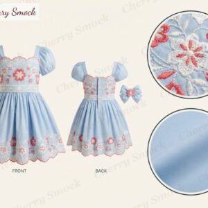 Cherrysmock 4th of July Girls Machine-Embroidered Sundress – US Collection #G11 (CS-US-JULY4-G11)