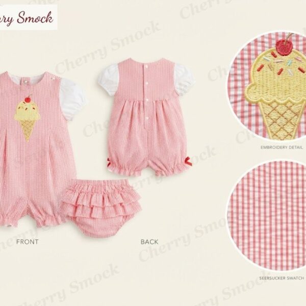Cherrysmock 4th of July Girls Machine-Embroidered Bubble – US Collection #G13 (CS-US-JULY4-G13)