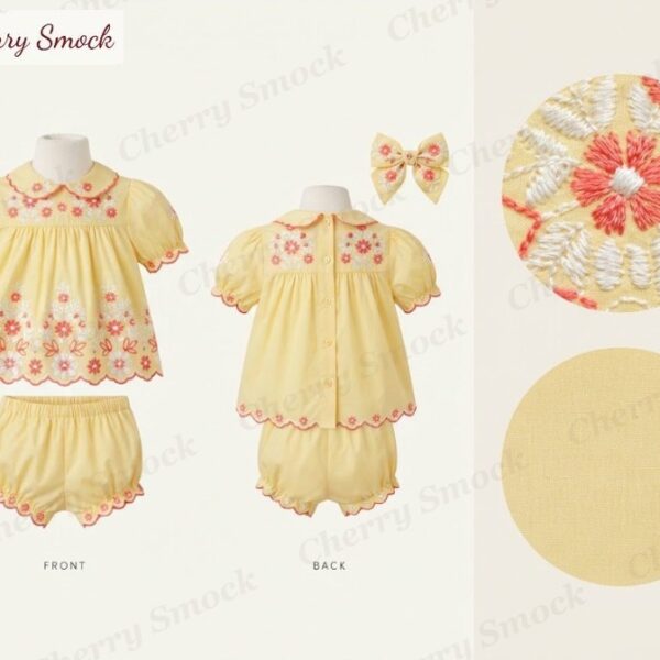 Cherrysmock 4th of July Girls Machine-Embroidered 2-Piece Set – US Collection #G15 (CS-US-JULY4-G15)