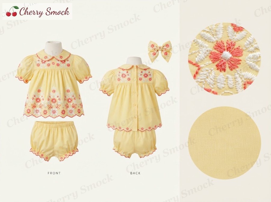 Machine-Embroidered 2-Piece – Cherrysmock 4th of July Girls Machine-Embroidered 2-Piece Set – US Collection #G15 (CS-US-JULY4-G15)