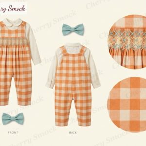 Cherrysmock Thanksgiving Boys Hand-Smocked Harvest Wave Jon-Jon Set – US Collection #B03 (CS-US-THANKSGIVING-B03)