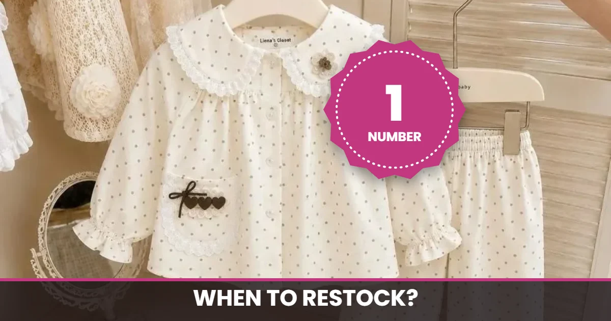 Kids daily set with applique pocket, restock timing example