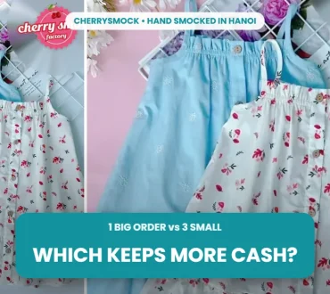 Two string girls dress used for a small batch versus big order example