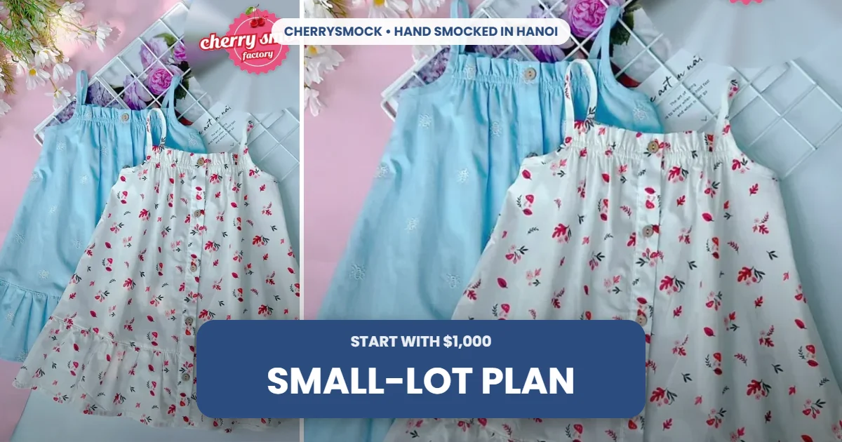 Two string smocked girls dress for a $1,000 kids boutique starter plan