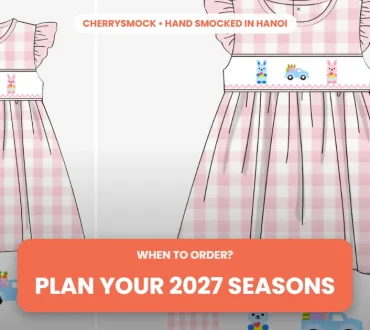 Bunny Easter pink girls smocked sundress for the 2027 order calendar
