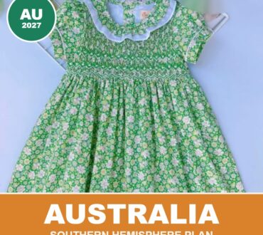 Green meadow hand-smocked girls dress from Cherrysmock for Australian boutiques