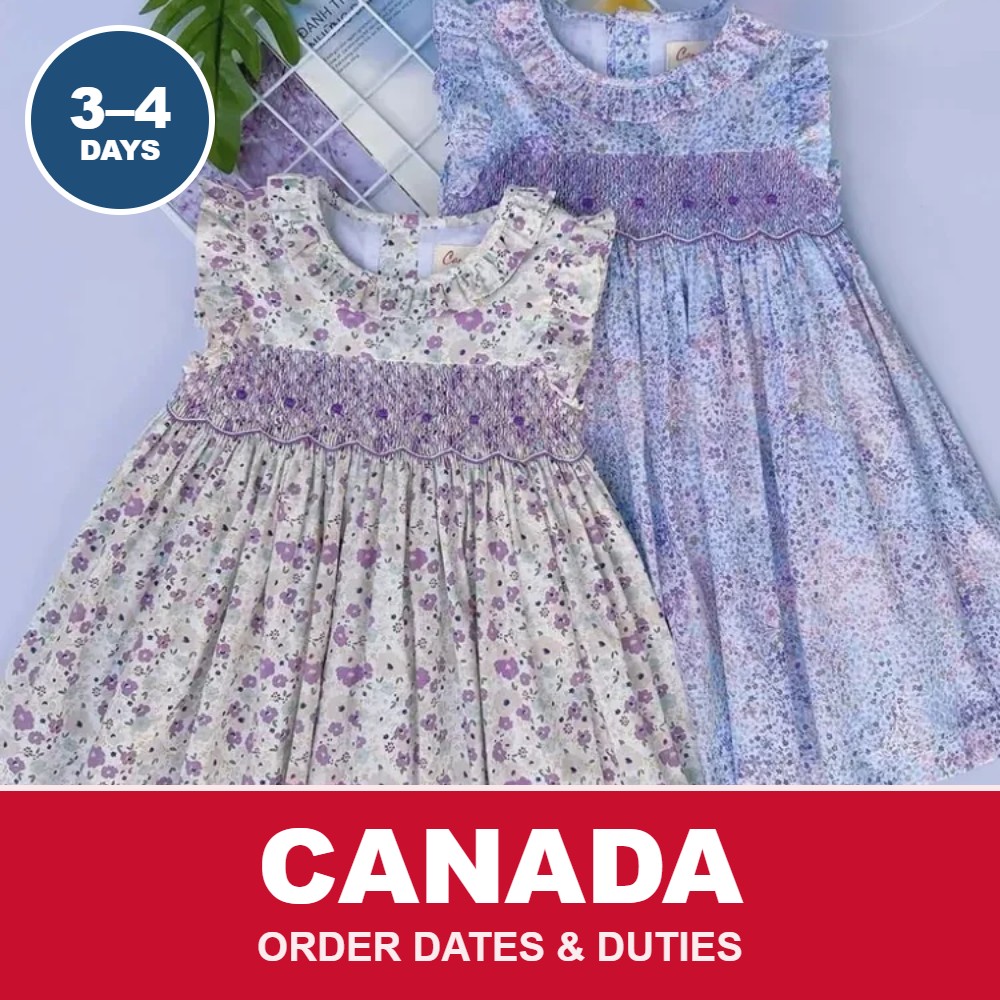 Purple flower hand-smocked sundress from Cherrysmock for Canadian boutique wholesale